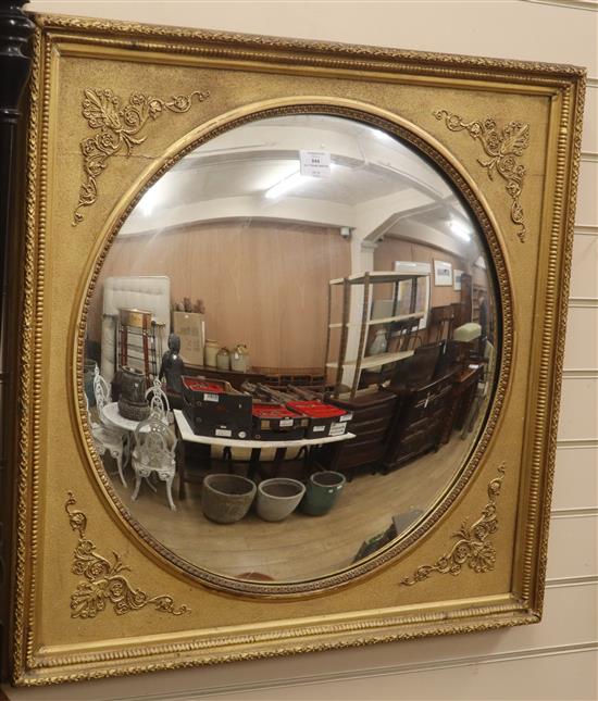 A gilt frame convex wall mirror Frame width 75cm